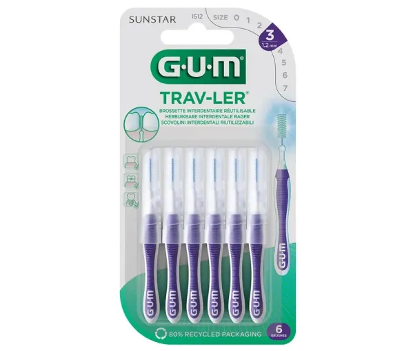Brossette interdentaire Sunstar Trav-ler 1.2 mm Gum - 6 brossettes