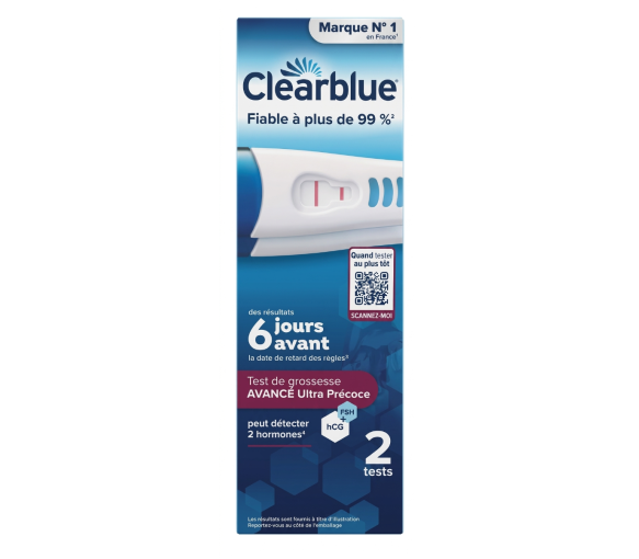 Test de grossesse Avance Ultra Précoce Clearblue - lot de 2 tests - image 1
