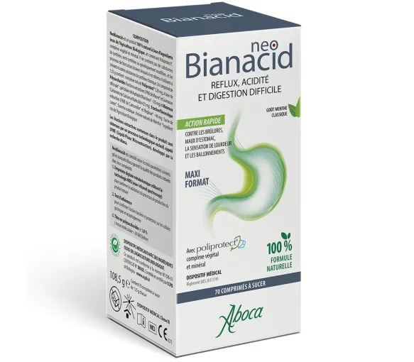 NeoBianacid acidité et reflux goût citron Aboca - boite de 70 comprimés à sucer
