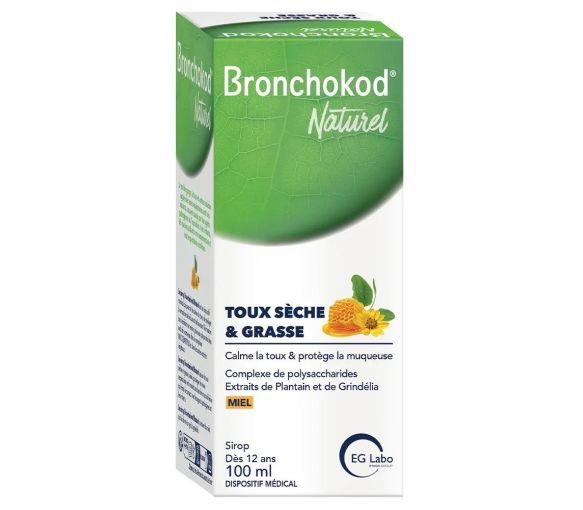 Bronchokod Naturel Sirop toux sèche et grasse miel EG Labo - flacon de 100ml