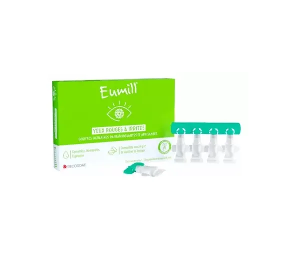 Gouttes yeux rouges et irrités Eumill - boîte de 10 unidoses de 0,5ml