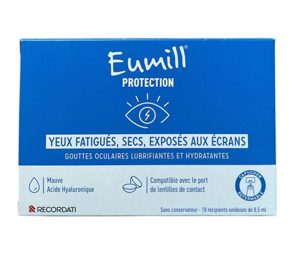 Protection gouttes yeux fatigués, secs, exposés aux écrans Eumill - boîte de 10 unidoses de 0,5ml - image 1