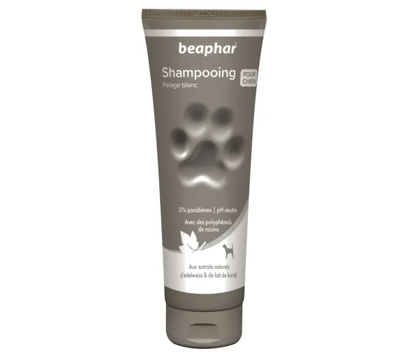 Shampooing pour chien pelage blanc PH neutre Beaphar - tube de 250ml