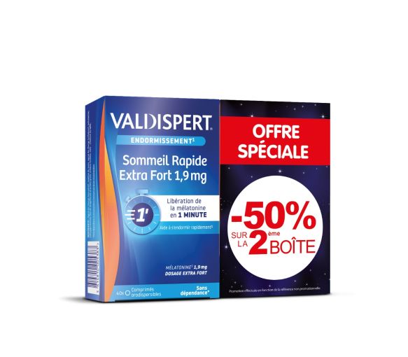 Mélatonine 1,9mg Valdispert - lot de 2 boîtes de 40 comprimés orodispersibles - image 1