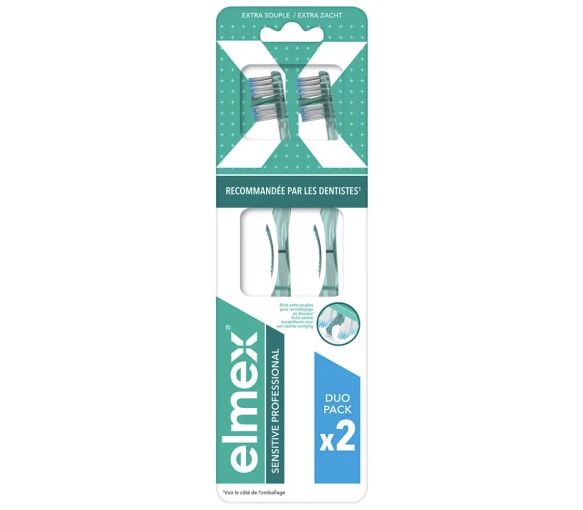 Brosse à dents sensitive professional extra souple Elmex - lot de 2 brosses à dents
