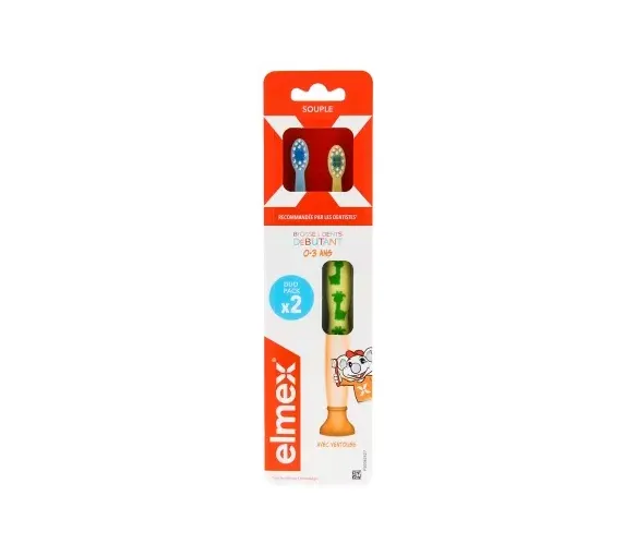 Brosse à dents souple débutant 0-3 ans Elmex - lot de 2 brosses à dents - image 1