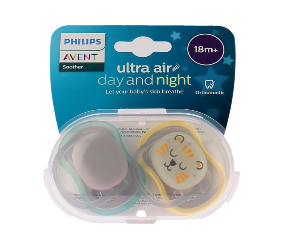 Sucette ultra air day and night 18 mois et + Avent - boîte de 2 sucettes