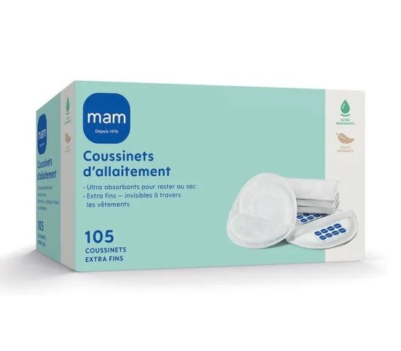 Coussinets d'allaitement extra fins Mam - boite de 105 coussinets