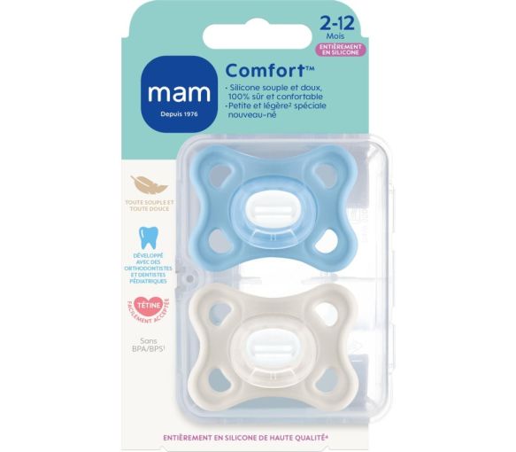 Sucette Comfort silicone 2-12 mois Mam - boite de 2 sucettes - image 1