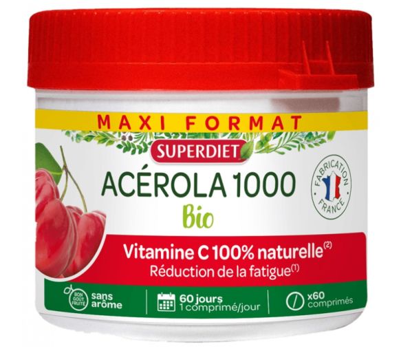 Acerola 1000 bio Super Diet - pot de 60 comprimés sécables