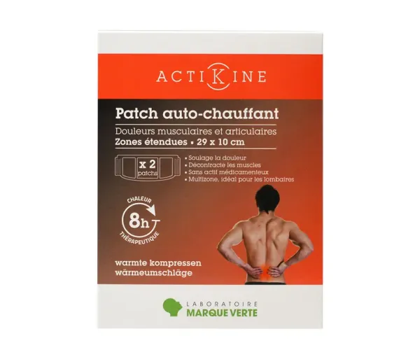 Actikine patch auto-chauffant Marque Verte - boite de 2 patchs de 29x10cm