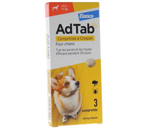 AdTab 225 mg chien 5,5-11kg Elanco - boîte de 3 comprimés à croquer - image 1