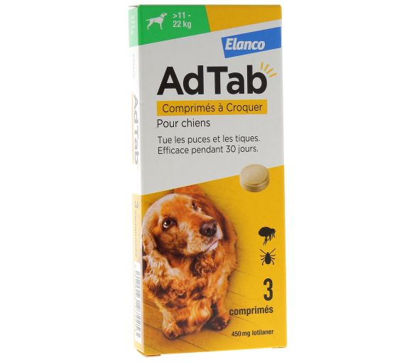 AdTab 450 mg chien 11-22kg Elanco - boîte de 3 comprimés à croquer - image 1