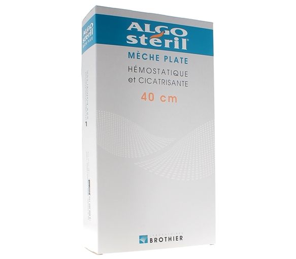 Algostéril Mèche plate hémostatique et cicatrisante Brothier - Boîte de 16 compresses 40 cm