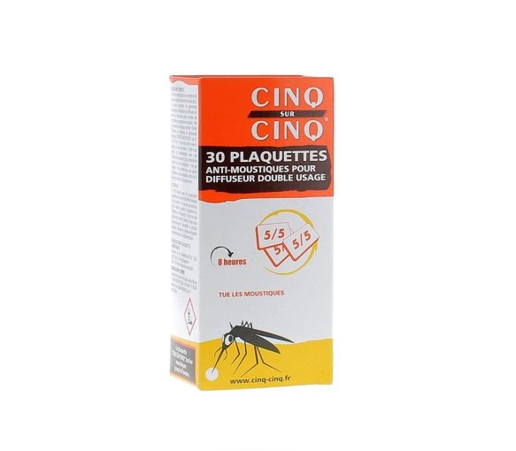 Anti-moustiques pour diffuseur double usage Cinq sur cinq - 30 plaquettes