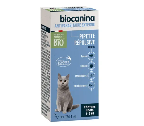 Antiparasitaire externe pipette répulsive chatons chats 1-5kg Biocanina - boîte d'une pipette - image 1