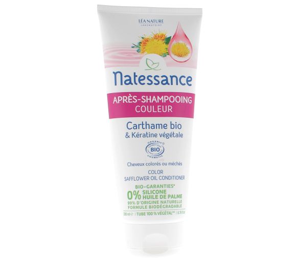 Après-shampooing Couleur bio carthame et kératine Natessance - tube de 200 ml