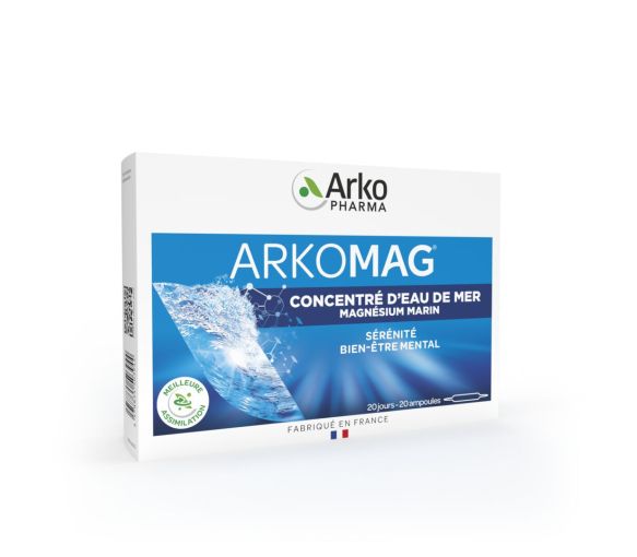 Arkomag concentré d'eau de mer magnésium marin Arkopharma - boite de 20 ampoules - image 1