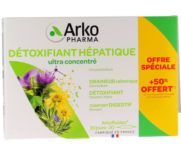 Arkofluides détoxifiant hépatique Arkopharma - 20 ampoules + 10 ampoules offertes - image 1