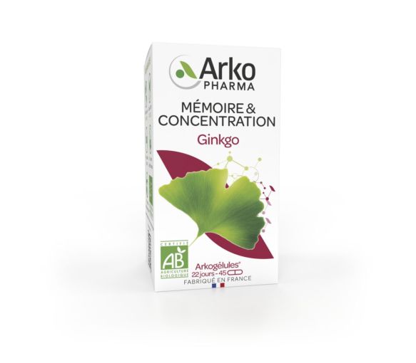 Arkogélules Ginkgo bio Arkopharma - boîte de 45 gélules - image 1