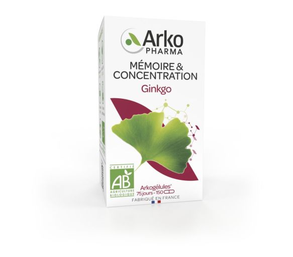 Arkogélules Ginkgo bio Arkopharma - boîte de 150 gélules - image 1