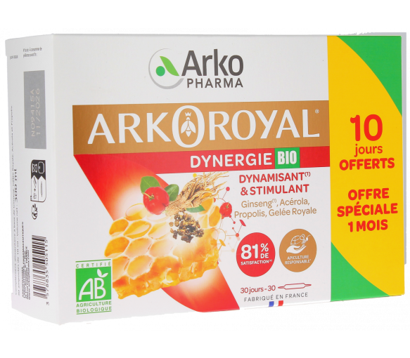 Arkoroyal Dynergie bio Arkopharma - boîte de 30 ampoules