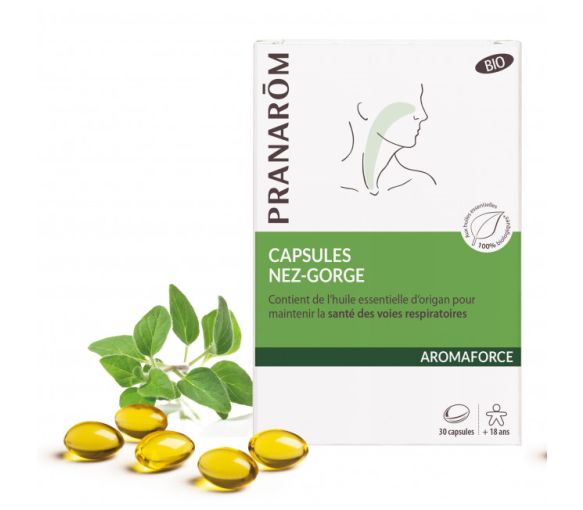 Aromaforce Capsules Nez-Gorge Bio Pranarôm - boîte de 30 capsules