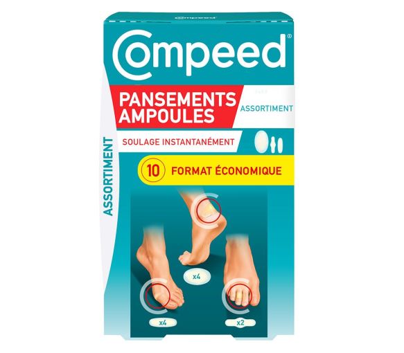 Assortiment pansements ampoules Compeed - boîte de 10 pansements