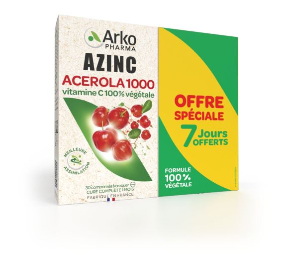 Azinc Acérola 1000 à croquer Arkopharma - 2 boites de 30 comprimés - image 1