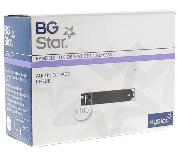 BGStar Bandelettes de Test de la Glycémie Sanofi - boîte de 100 bandelettes