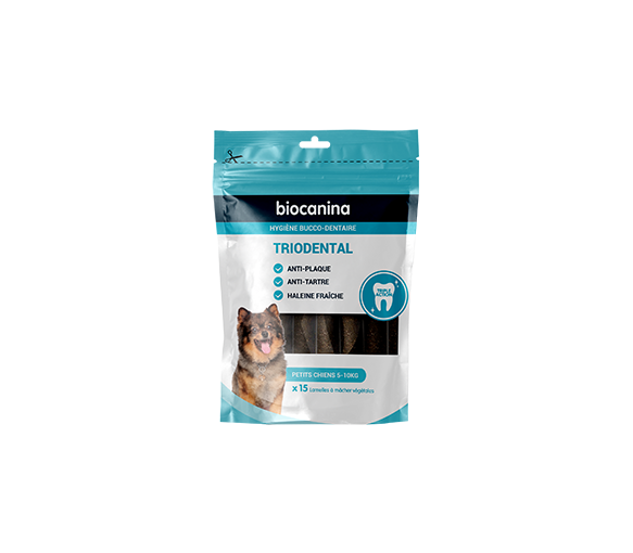Triodental lamelle à mâcher petits chiens 5-10kg Biocanina - sachet de 15 lamelles à mâcher végétales