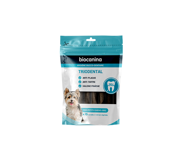 Triodental lamelle à macher très petits chiens moins de 5kg Biocanina - sachet de 15 lamelles à mâcher végétales