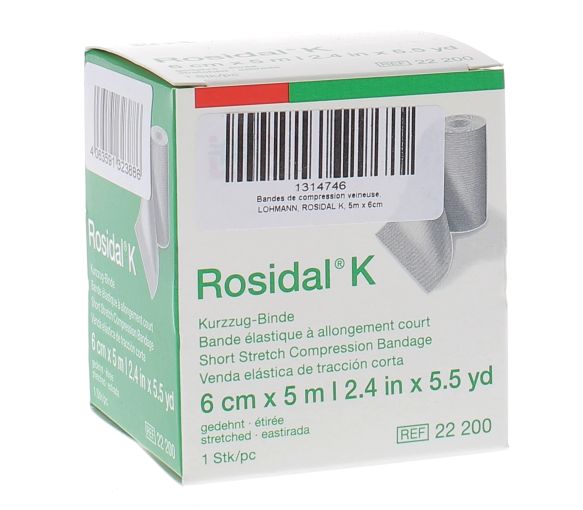 Bande à allongement court Rosidal K Lohmann & Rauscher - une bande de 6cmx5m