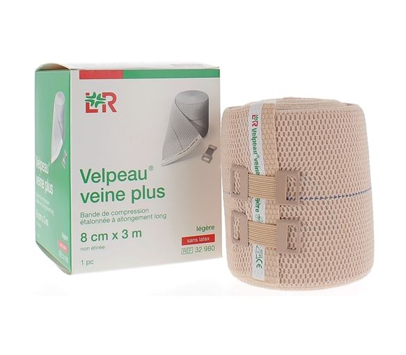 Bande de compression veine plus légère sans latex Velpeau - 1 bande de 8cmx3m