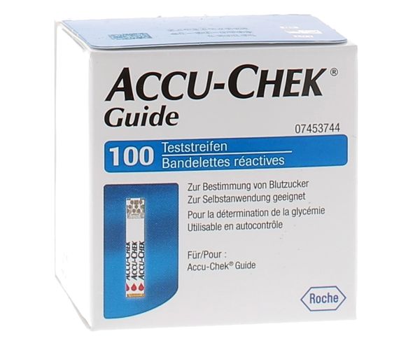 Bandelettes Accu-Chek Guide mesure de glycémie - boîte de 100 bandelettes