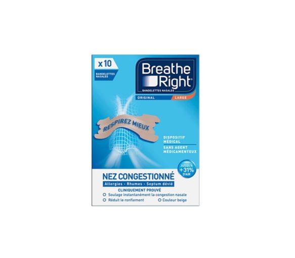 Bandelettes nasales Original Breathe Right - boîte de 10 unités