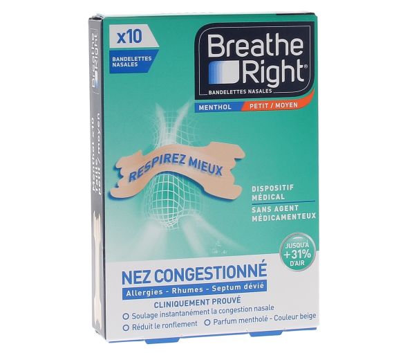 Bandelettes nasales menthol Breathe Right - 10 bandelettes - image 1