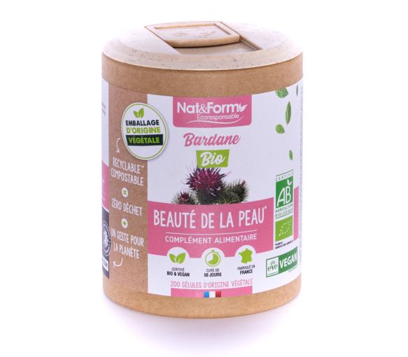 Bardane bio beauté de la peau Nat&Form - boite de 200 gélules - image 1