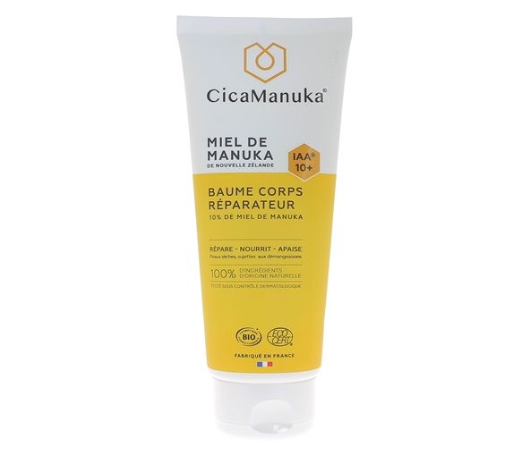 Baume corps réparateur 10% de Miel de Manuka IAA 10+ bio CicaManuka - tube de 200 ml