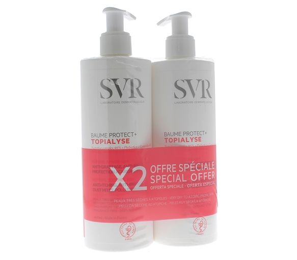 Baume protect+ Topialyse peaux à tendance atopique SVR - lot de 2 flacons pompe de 400 ml