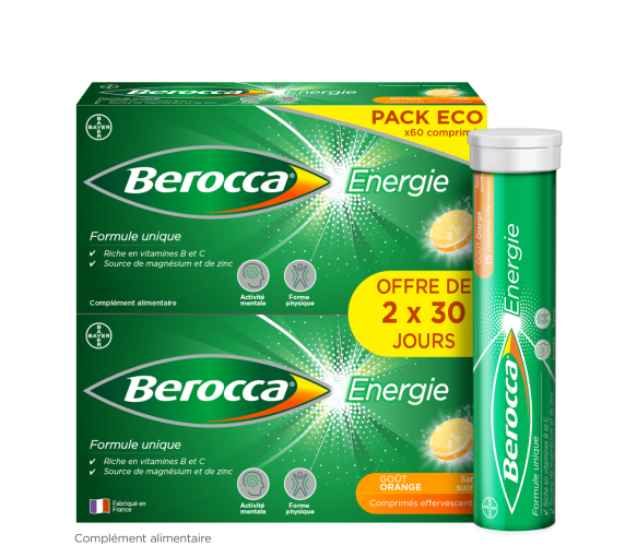 Berocca Energie Orange Vitamine B et C, magnésium et Zinc 60 comprimés effervescents - image 1