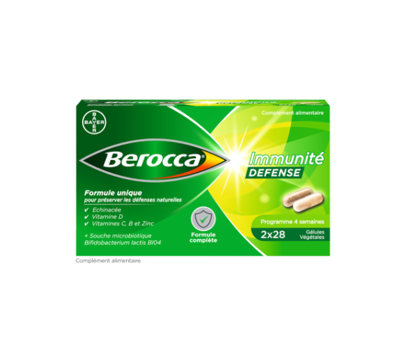 Berocca Immunité Défense Vitamine D, C, B et Zinc Lot de 2 x 28 gélules végétales - image 1