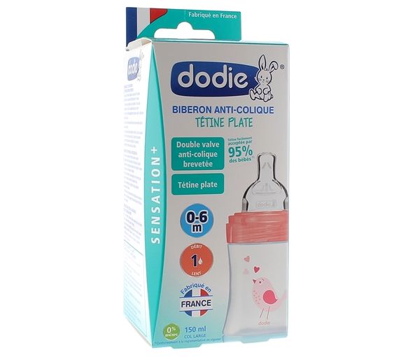 Biberon Sensation+ débit lent jardin 0-6mois Dodie- Biberon de 150ml