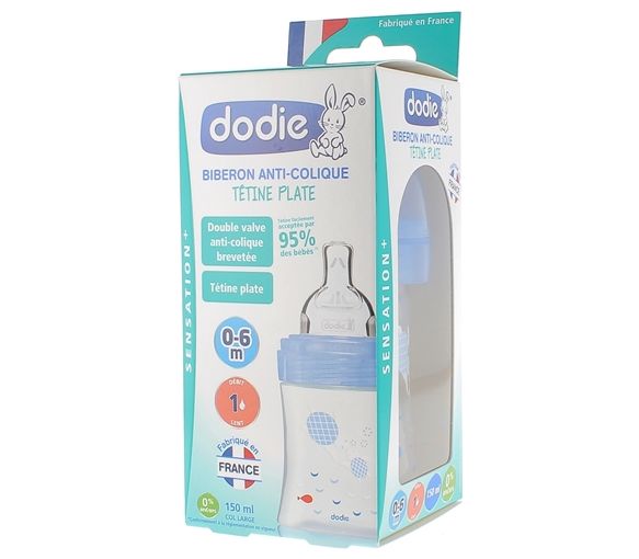 Biberon Sensation+ débit lent mer 0-6mois Dodie - Biberon de 150ml