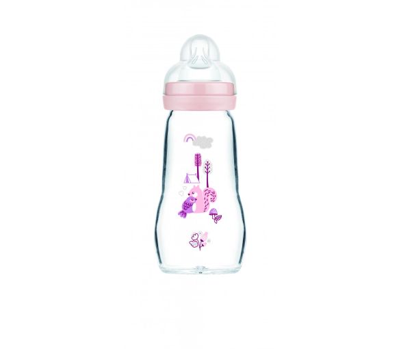 Biberon Verre 0 à 6 mois Tétine Débit 2 - couleur rose - MAM - biberon de 260 ml - image 1