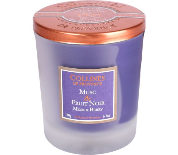 Bougie parfumée Musc & Fruit Noir Collines de Provence - bougie de 180g