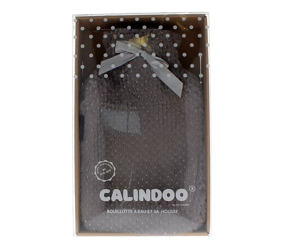 Bouillotte à eau avec housse grise brillante Calindoo - bouillotte de 2L