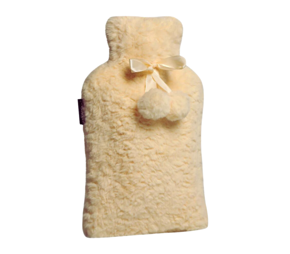 Bouillotte à eau avec housse pompons jaune Calindoo - bouillotte de 2L - image 1