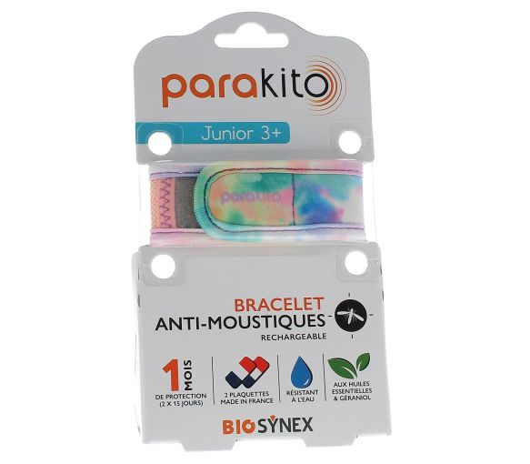 Bracelet anti-moustiques rechargeable junior Tie&Dye Para Kito - 1 bracelet + 2 recharges - image 1