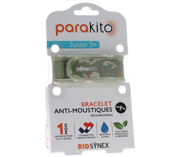 Bracelet anti-moustiques rechargeable junior Camouflage Para Kito - 1 bracelet + 2 recharges